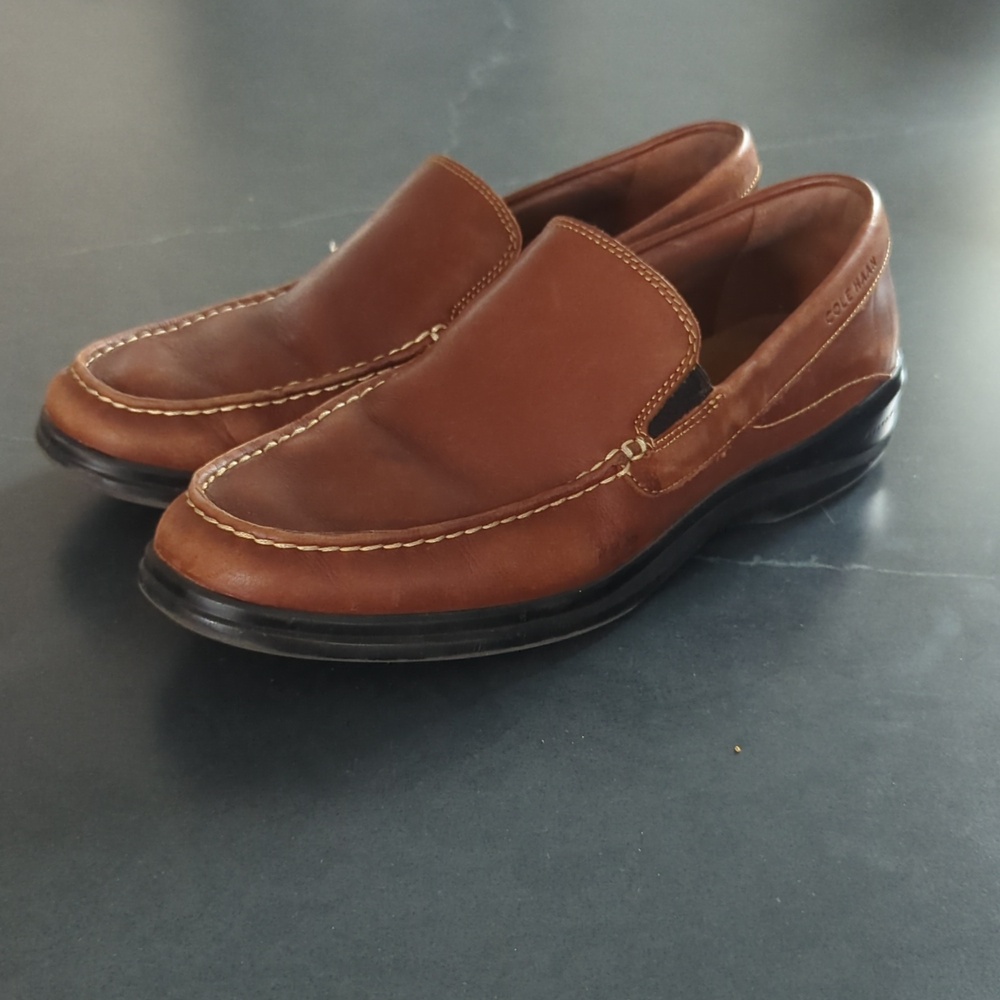 Cole Haan Grand.OS Brown Leather Loafers - 10